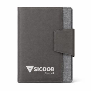 Caderno A5 Couro Sintético e Tecido Personalizado