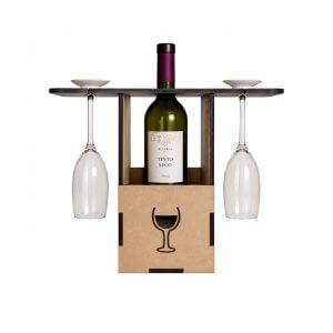 Porta Vinho com Duas Taças