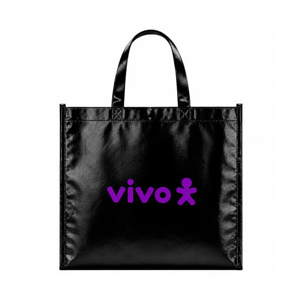 Sacolas Metalizada Gravada Preta