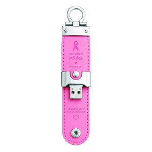 Porta-pen drive de couro Rosa Feminino