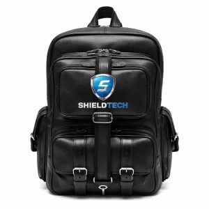 Mochila de Couro com Plaquinha Personalizada