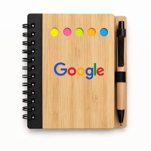Bloco de Anotações com Capa Feita de Bambu