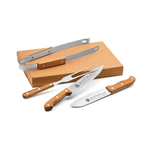 Kit Churrasco Tábua Faca e Garfo Personalizado