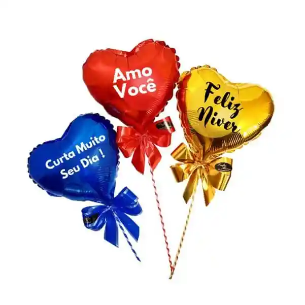 Balão Metalizado Coração Personalizado