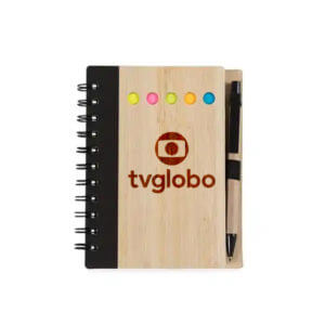Bloco de Anotações com Capa Feita de Bambu