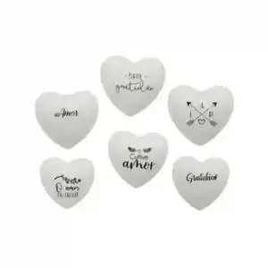Kit 6 Mini Vaso Coração Personalizado De Cerâmica G