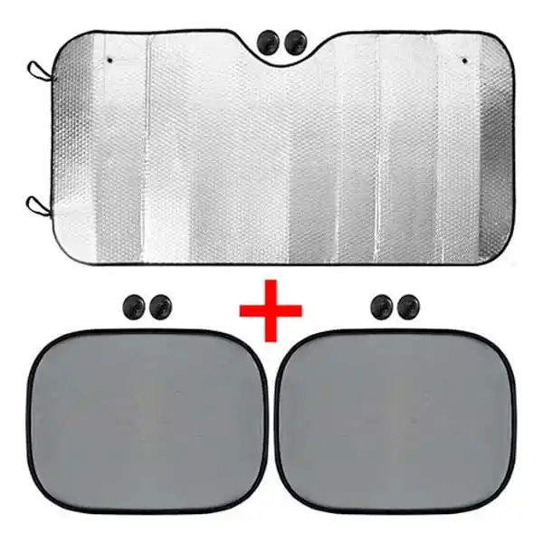 Kit Protetor De Parabrisa Metalizado Tapa Sol Veicular Painel e Lateral