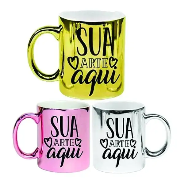 Xícara Dourada Espelhada com Nome Personalizada