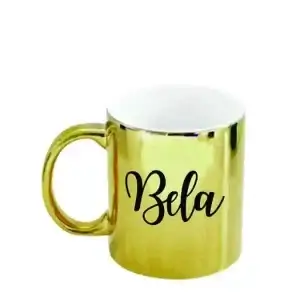 Xícara Dourada Espelhada com Nome Personalizada