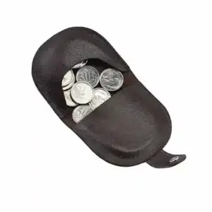 Bolsinha de Couro Zíper Porta Níquel Personalizado