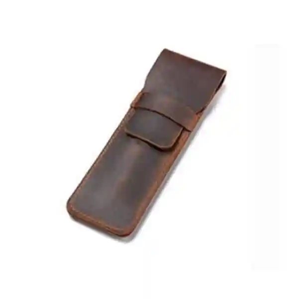 Case Duplo Porta Canetas Couro Camel