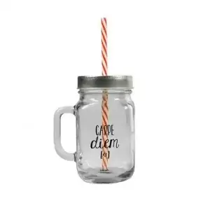 Copo de Vidro Personalizado com Canudo