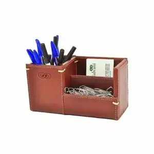Organizador de Mesa em Couro Caramelo Personalizado