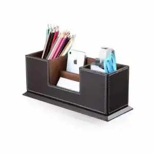 Organizador de Mesa em Couro com Porta Canetas Personalizado