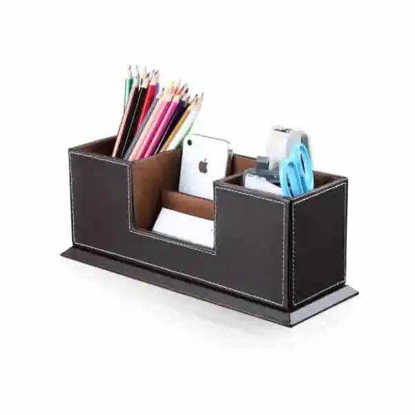 Organizador de Mesa em Couro com Porta Canetas Personalizado