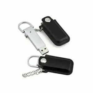 Pen Drive Chaveiro e Corrente com Capa de Couro
