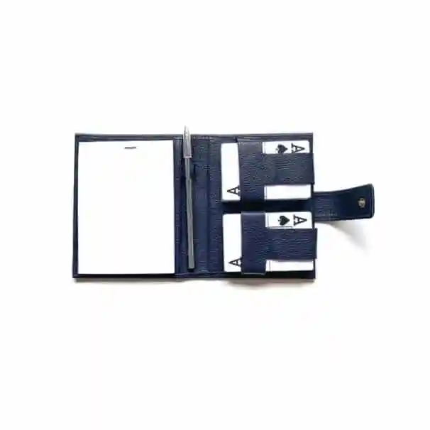 Porta-Baralho Couro Azul Marinho