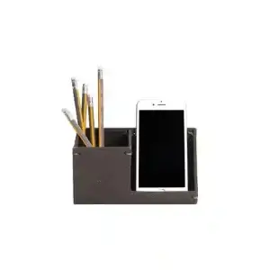 Porta Celular de Mesa em Couro com Organizador