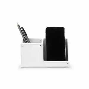 Porta Celular de Mesa em Couro com Porta Caneta