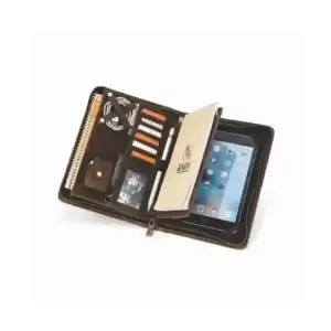 Porta Tablet de Couro com Zíper