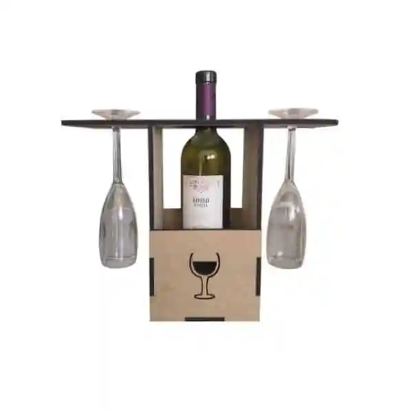 Porta Vinho com Duas Taças