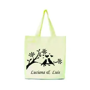 Sacola de Algodão de Casamento Personalizada