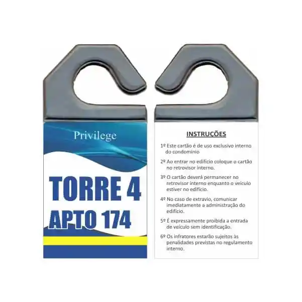 Suporte Crachá Estacionamento Retrovisor Cinza