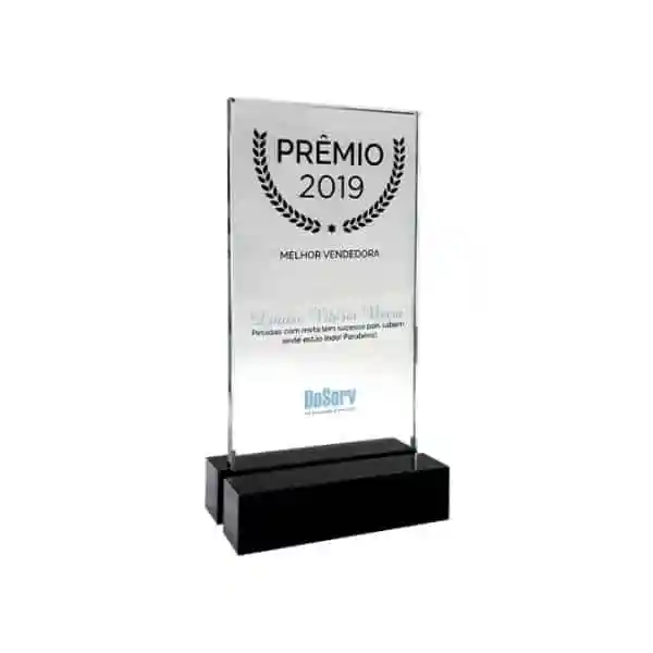 Troféu vidro personalizado