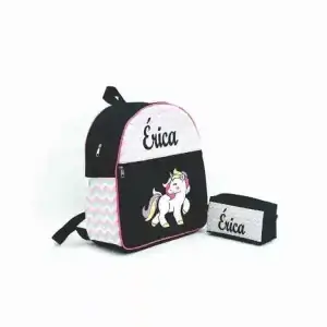 Mochila Escolar Personalizada com Nome Unicórnio