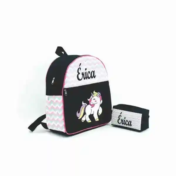 Mochila Escolar Personalizada com Nome Unicórnio