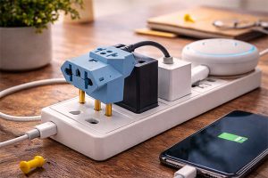 Adaptador de tomadas personalizados para brindes tecnológicos e kits corporativos. Praticidade e visibilidade de marca. Solicite orçamento.