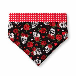 Bandana Dupla Face Caveira e Rosa Preto e Vermelho