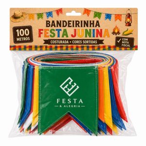 Bandeirinha Festa Junina 100m Costurada Bandeirola Com Nf