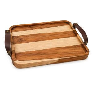 Bandeja de Madeira Feita a Mão com Alças