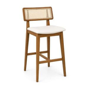 Banqueta Royal Estofado Anatômico Tela Portuguesa Estrutura Madeira