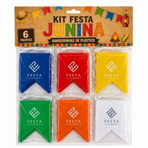 Kit Festa Junina- 6 Pacotes Bandeirinhas De Plástico