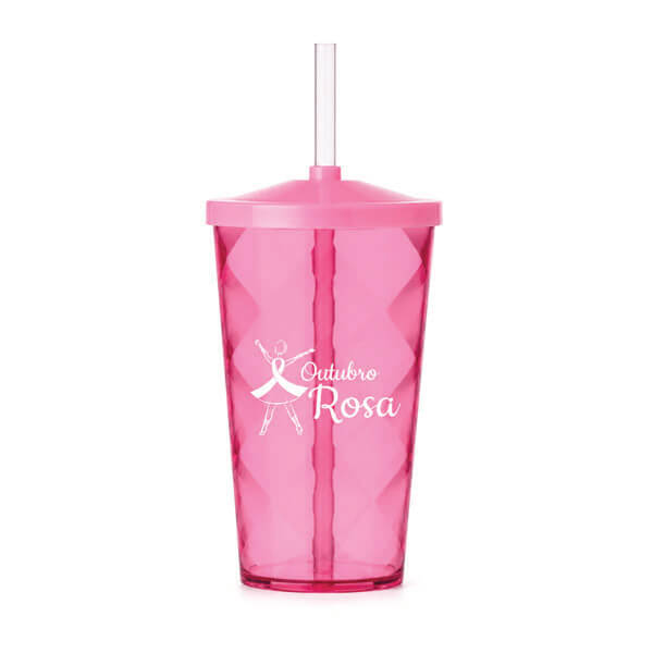 Copo com Canudo Outubro Rosa