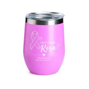 Copo térmico para viagem rosa personalizado