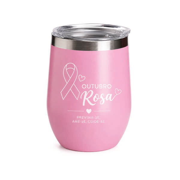 Copo térmico para viagem rosa personalizado