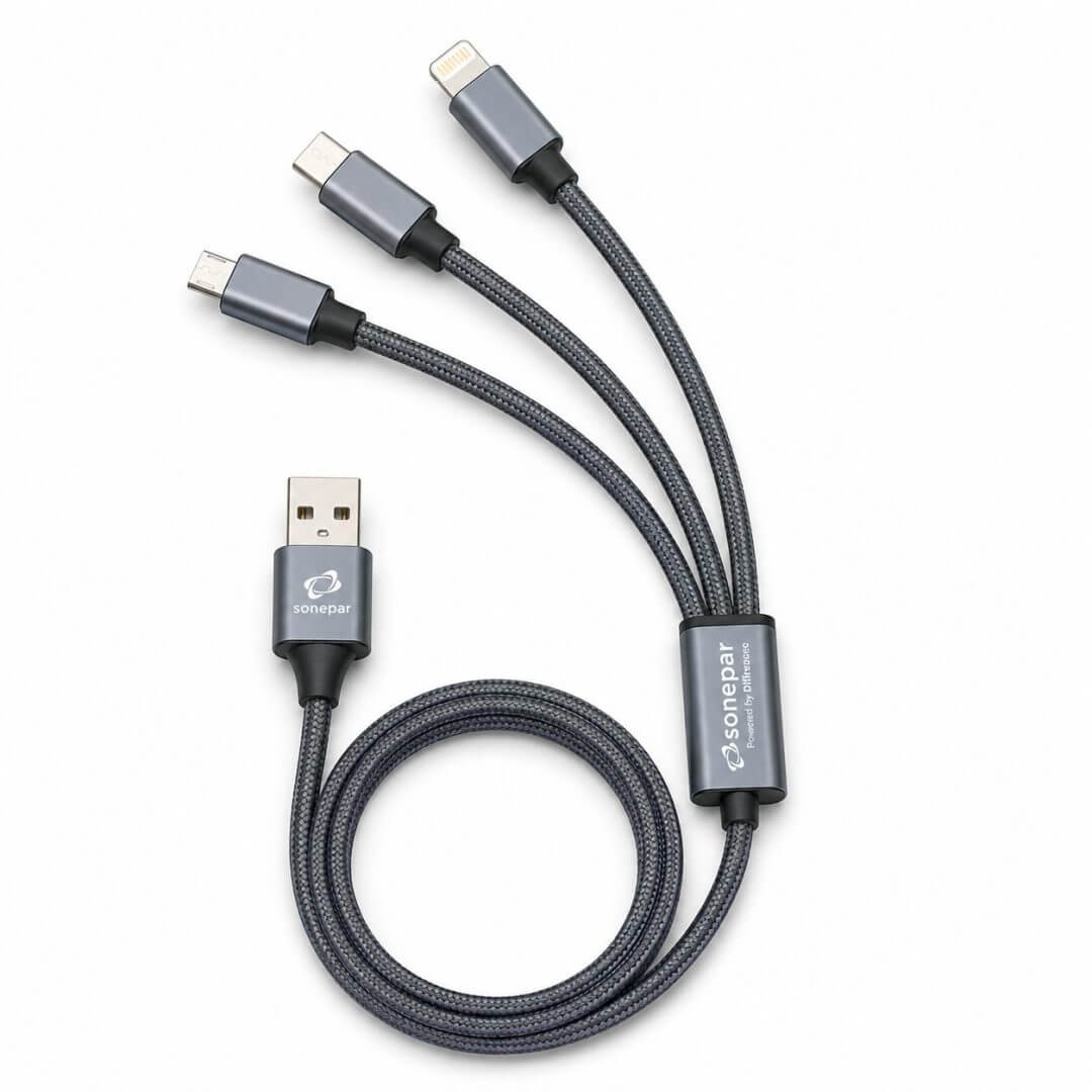Cabo Com 3 Pontas Para Power Bank
