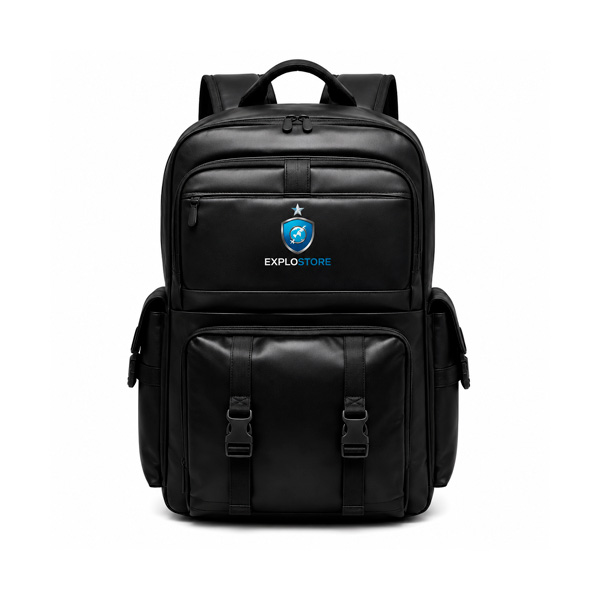 Mochila de Couro com Plaquinha Personalizada